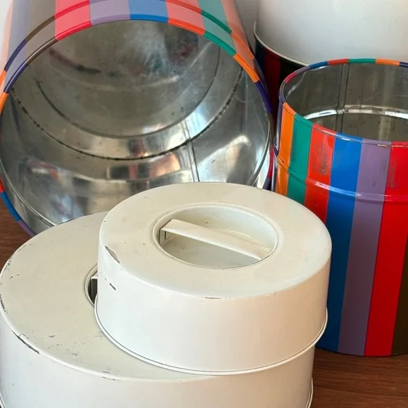 San Remo Colorful Striped Canister Set Mid Century Kitchen Bathroom Storage Tins - Picture 4 of 16